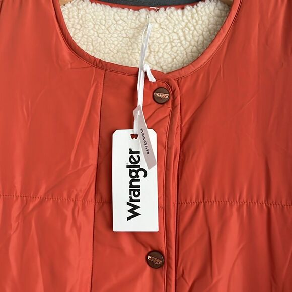 Wrangler Anthropologie XL Sherpa Reversible Oversized Bomber Puffer Jacket NWT - Picture 7 of 11